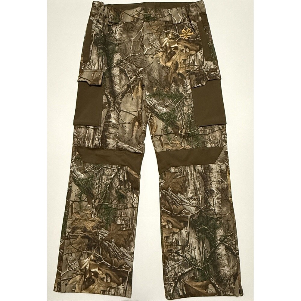 Realtree Camo Xtra Fleece Pants Mens Large Cargo Hunting Insulated Zippered Legs